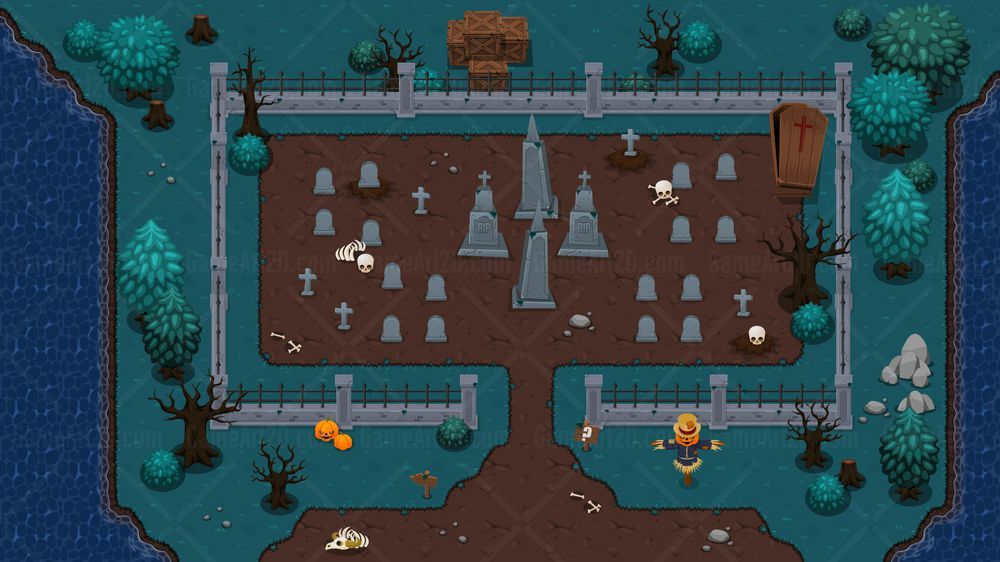 The Graveyard Top Down Tileset Game Tilemaps